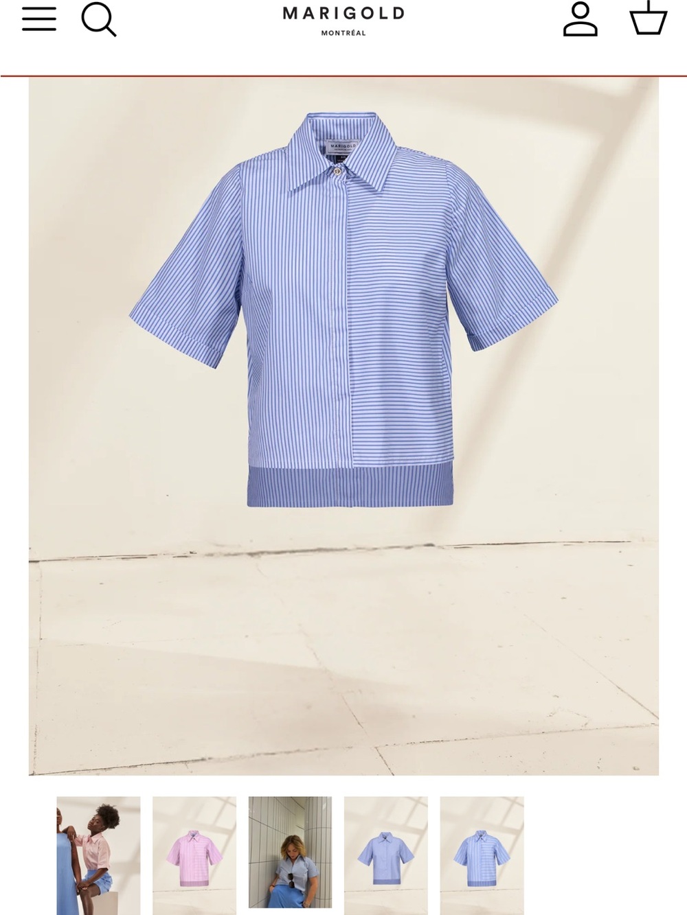 MARIGOLD Blue & White Striped Short-Sleeve Shirt